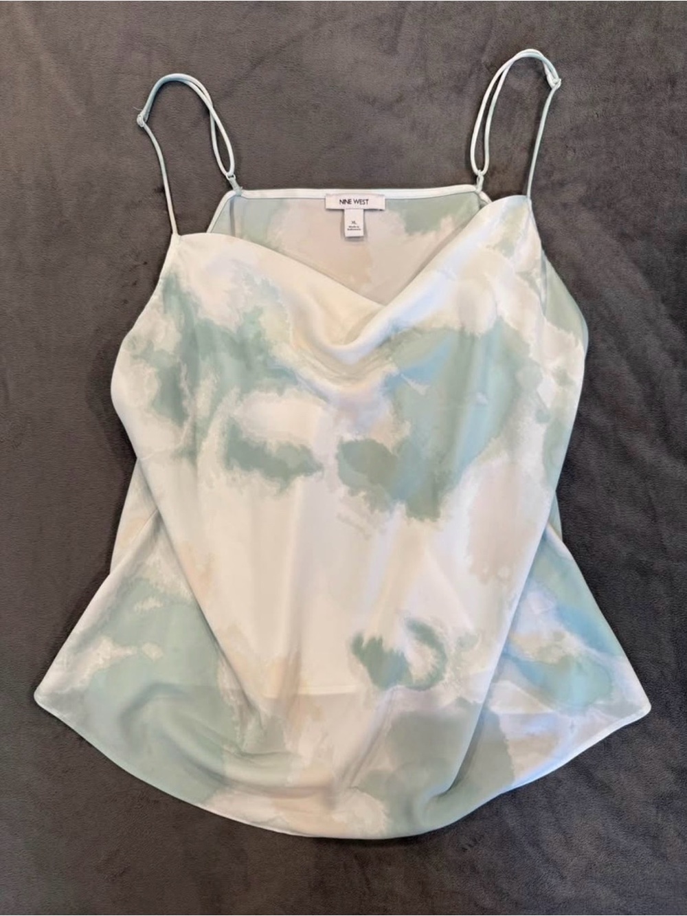 Nine West Y2K Mint Cloud Wash Tie Dye Silky Cowl Neck Cami XL
